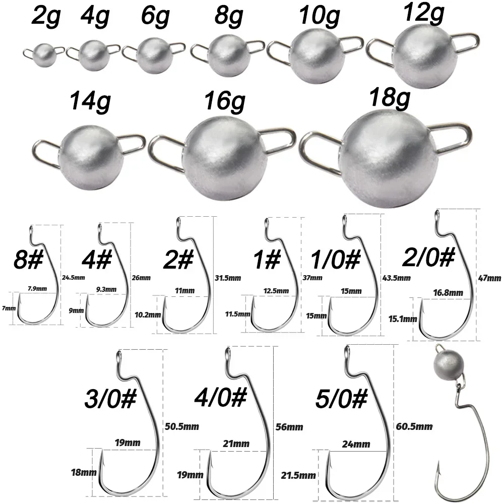 5pcs Metal Jig Head Worm Hooks - Fishing Hook Offset recension och pris